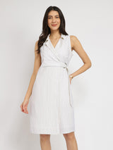 Linen Wrap Dress - White