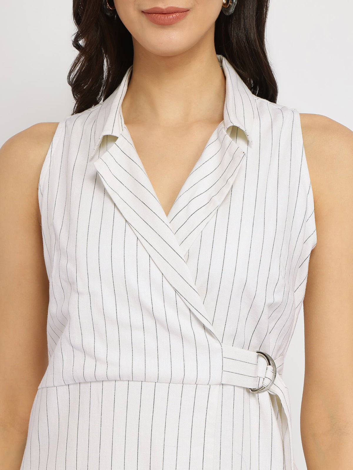 Linen Wrap Dress - White