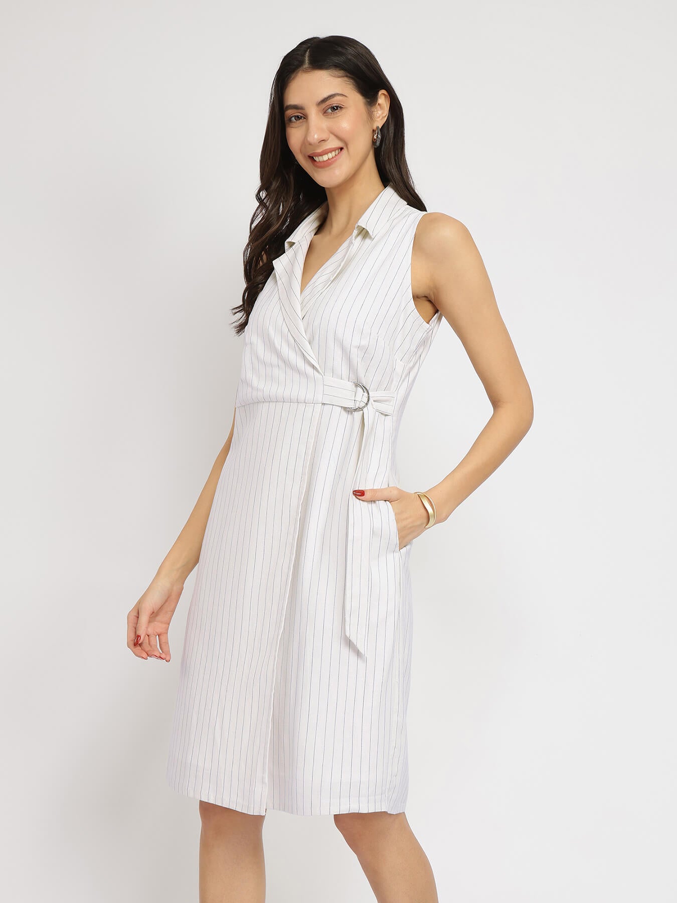 Linen Wrap Dress - White