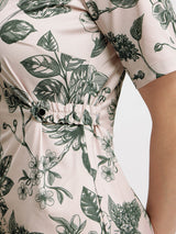 Satin Floral Shift Dress - Green