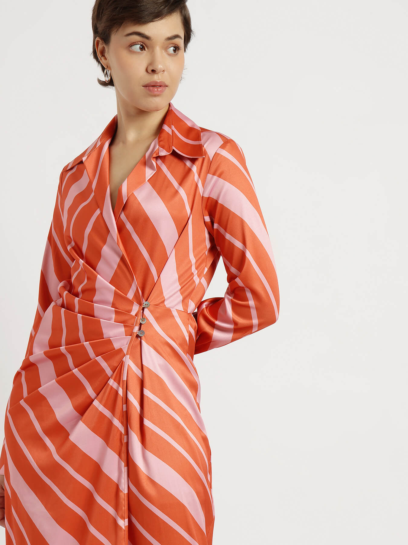 Striped Midi Dress - Orange