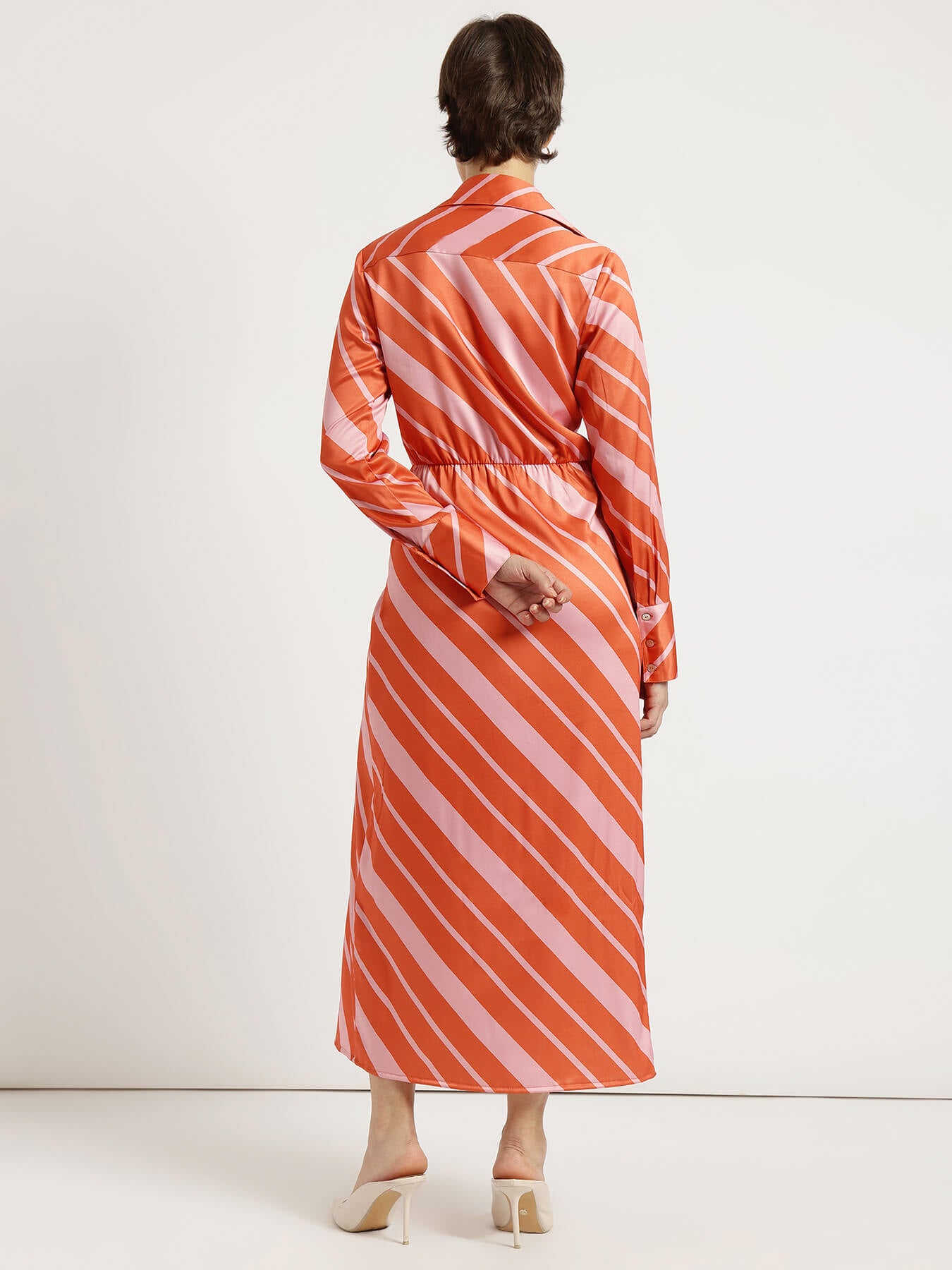 Striped Midi Dress - Orange