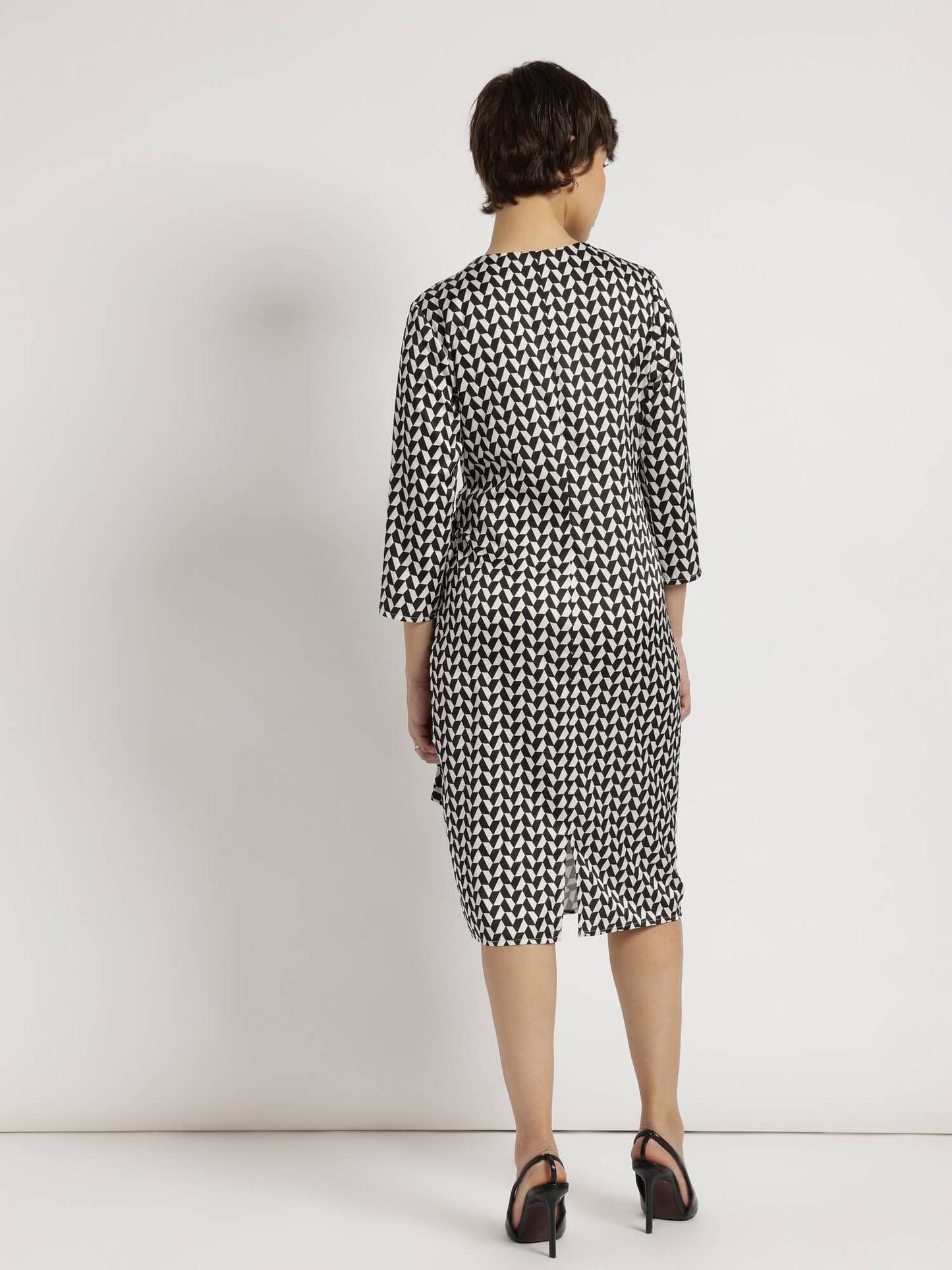 Satin Tie-Up Dress - Black