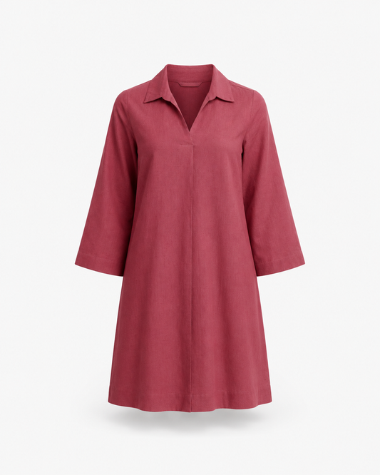 Cotton A Line Dress - Red