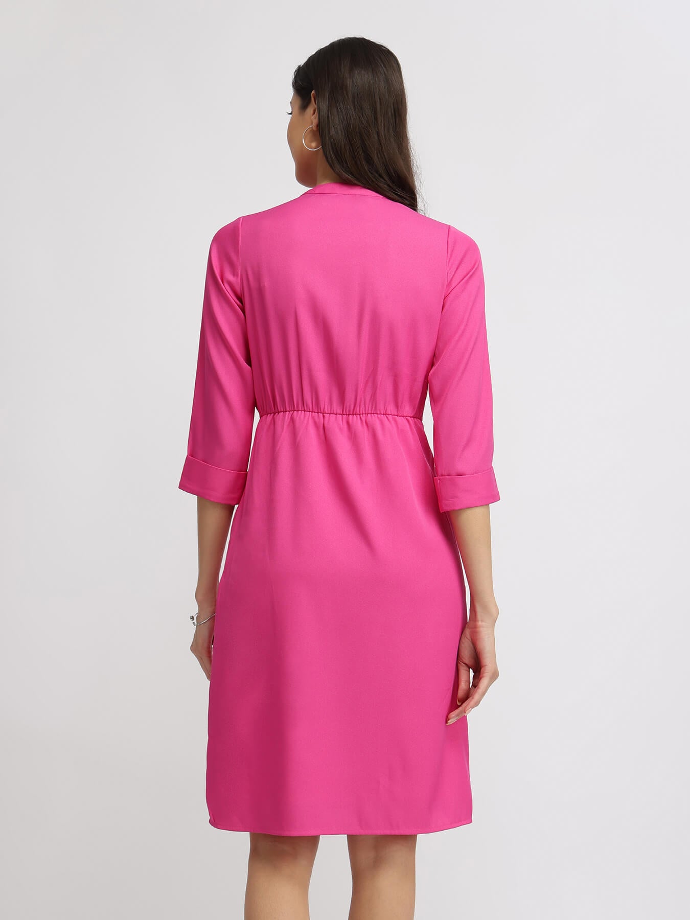 Mandarin Collar Dress - Pink