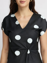 Satin Polka Dot Dress - Black