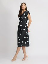 Satin Polka Dot Dress - Black