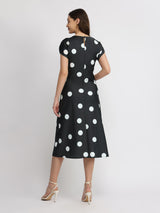 Satin Polka Dot Dress - Black