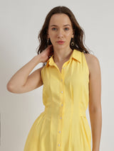 Button Down Dress - Yellow