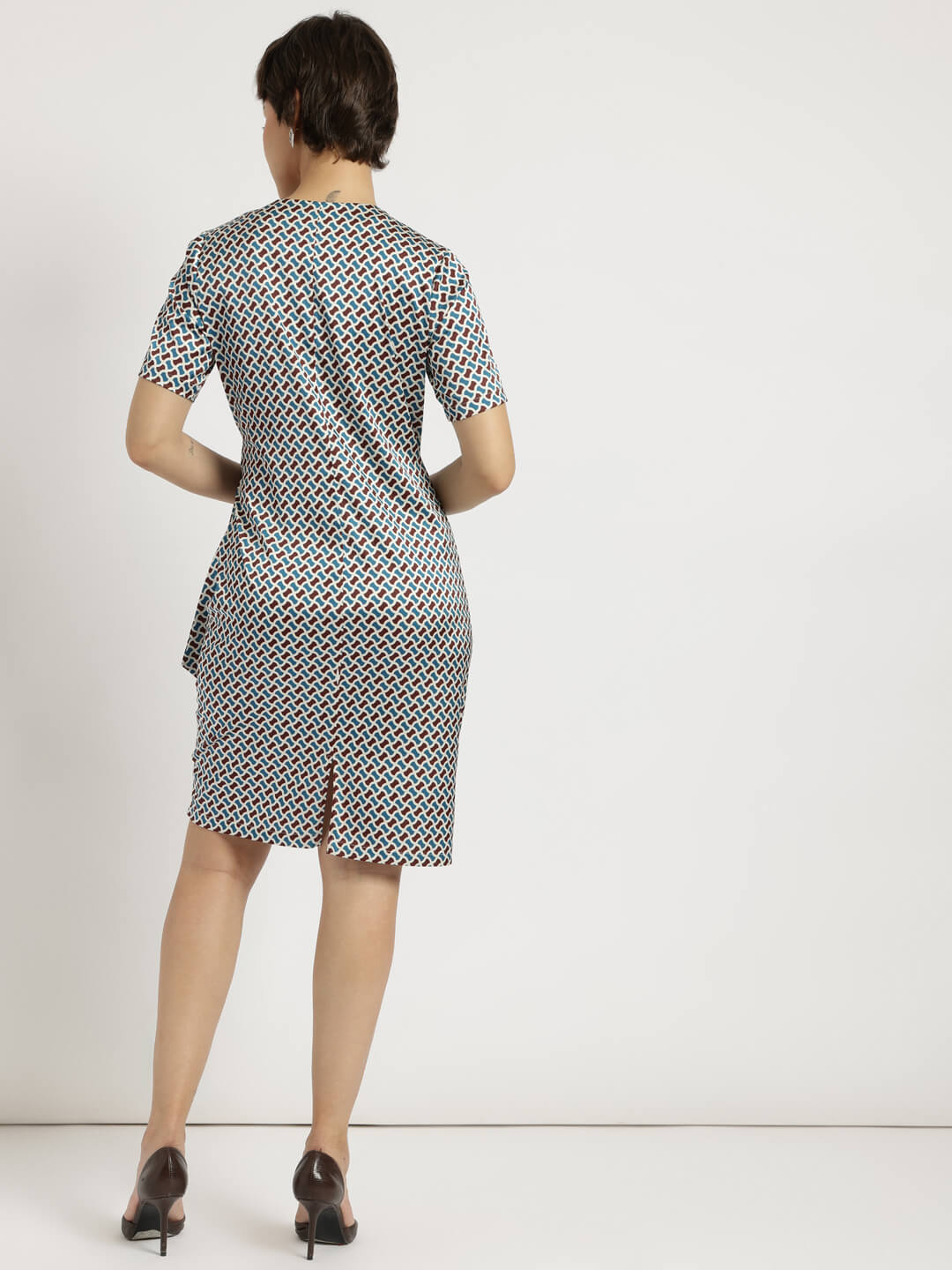 Satin Tie Up Dress - Multicolour