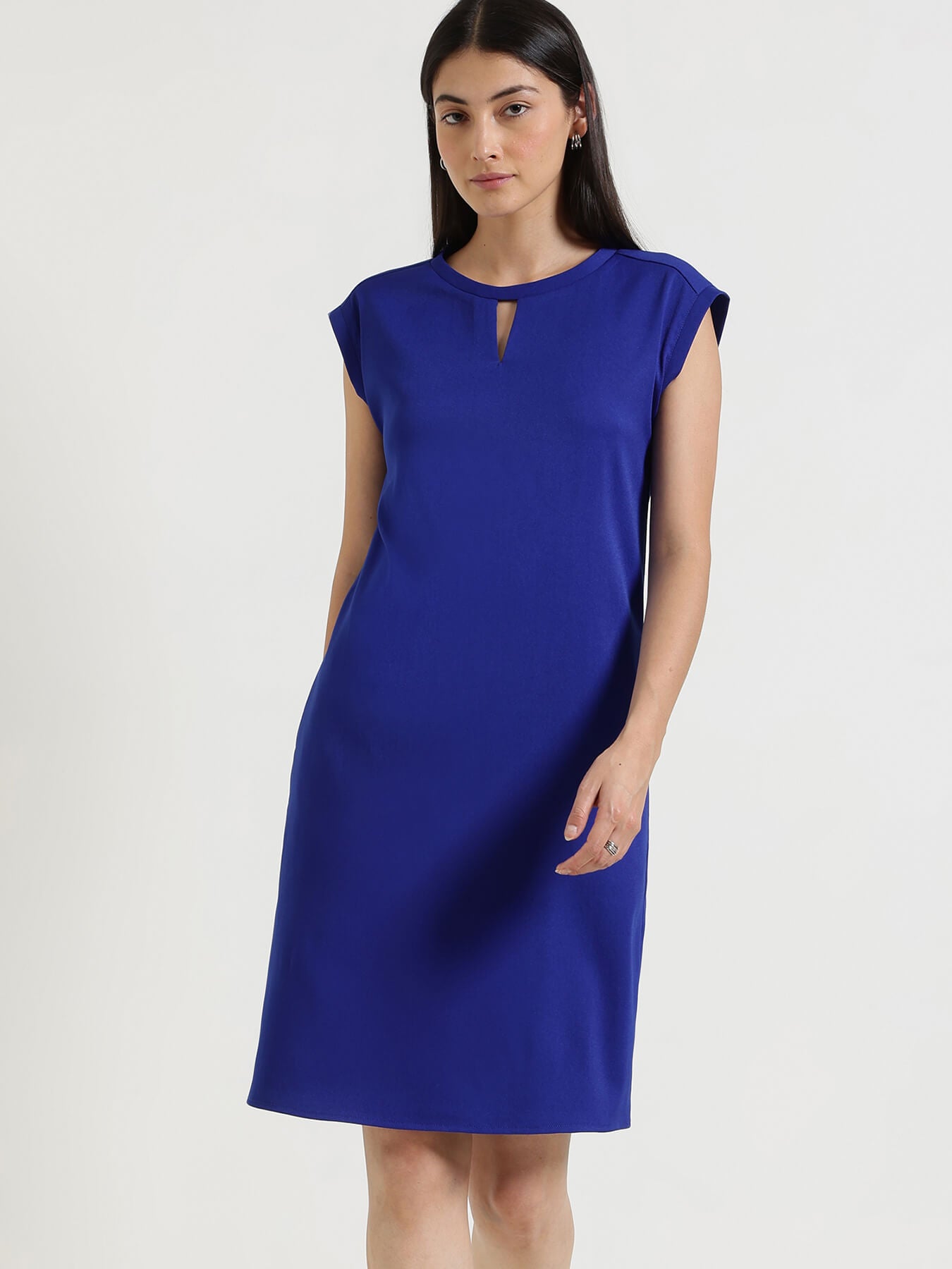 Drop Shoulder Shift Dress - Blue