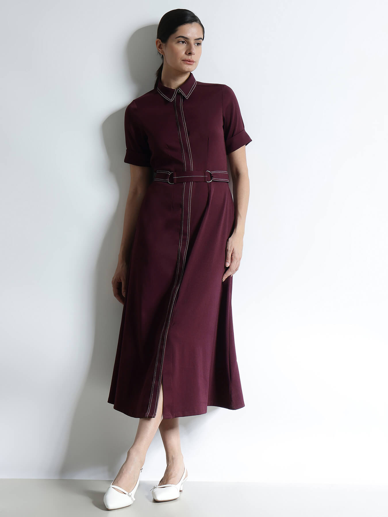 Fit & Flare Dress - Wine