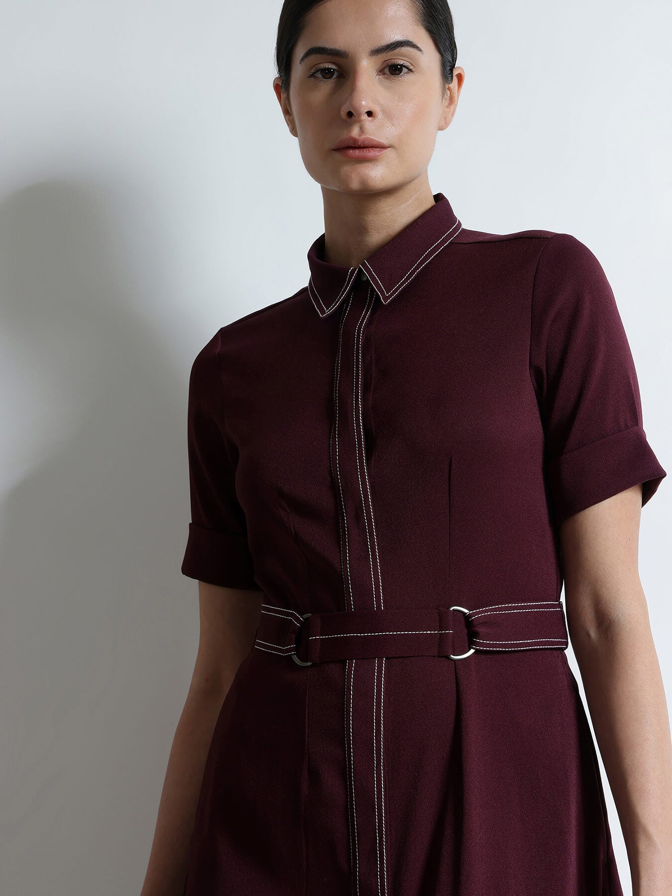 Fit & Flare Dress - Wine