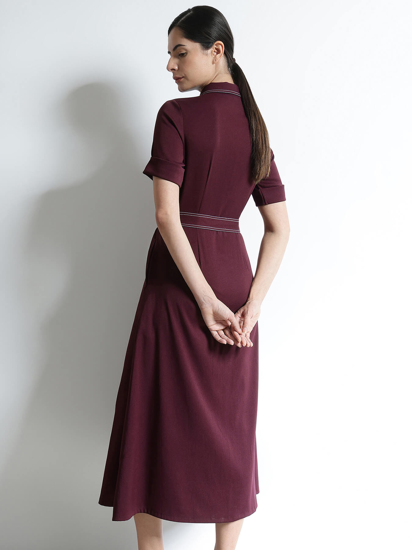 Fit & Flare Dress - Wine