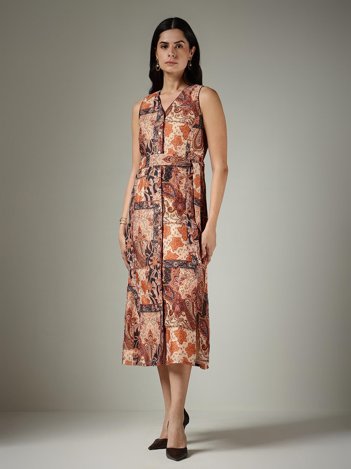 A-Line Midi Dress - Beige