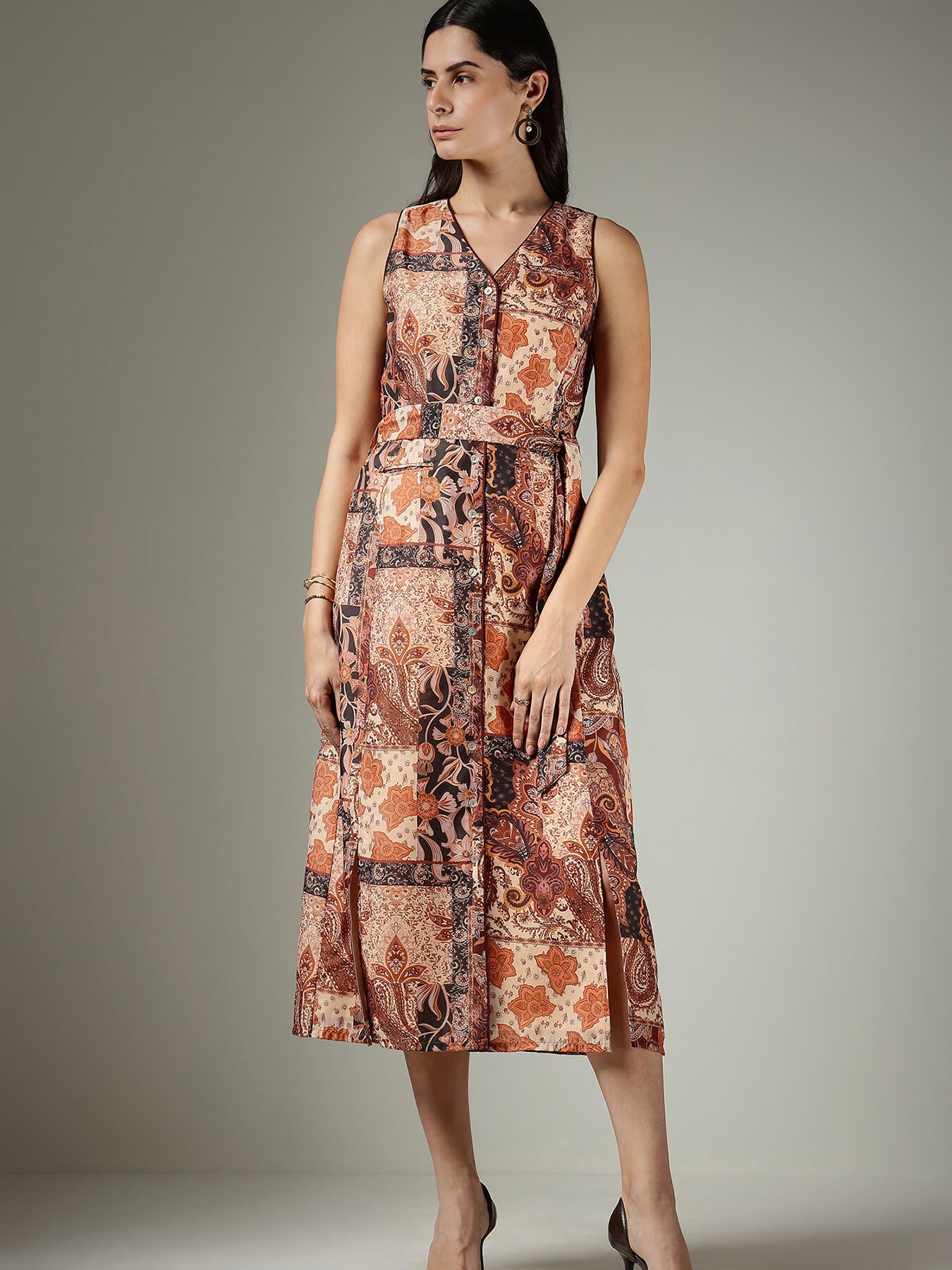 A-Line Midi Dress - Beige