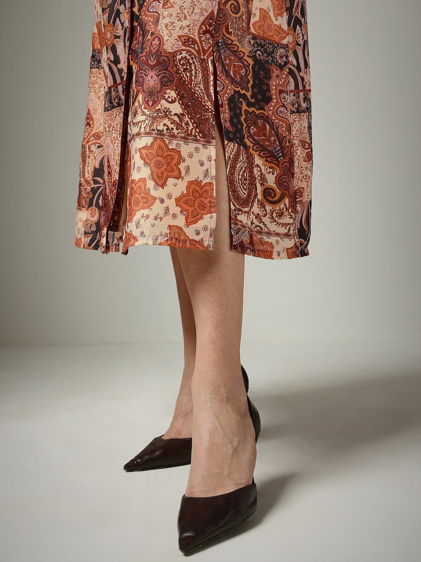 A-Line Midi Dress - Beige