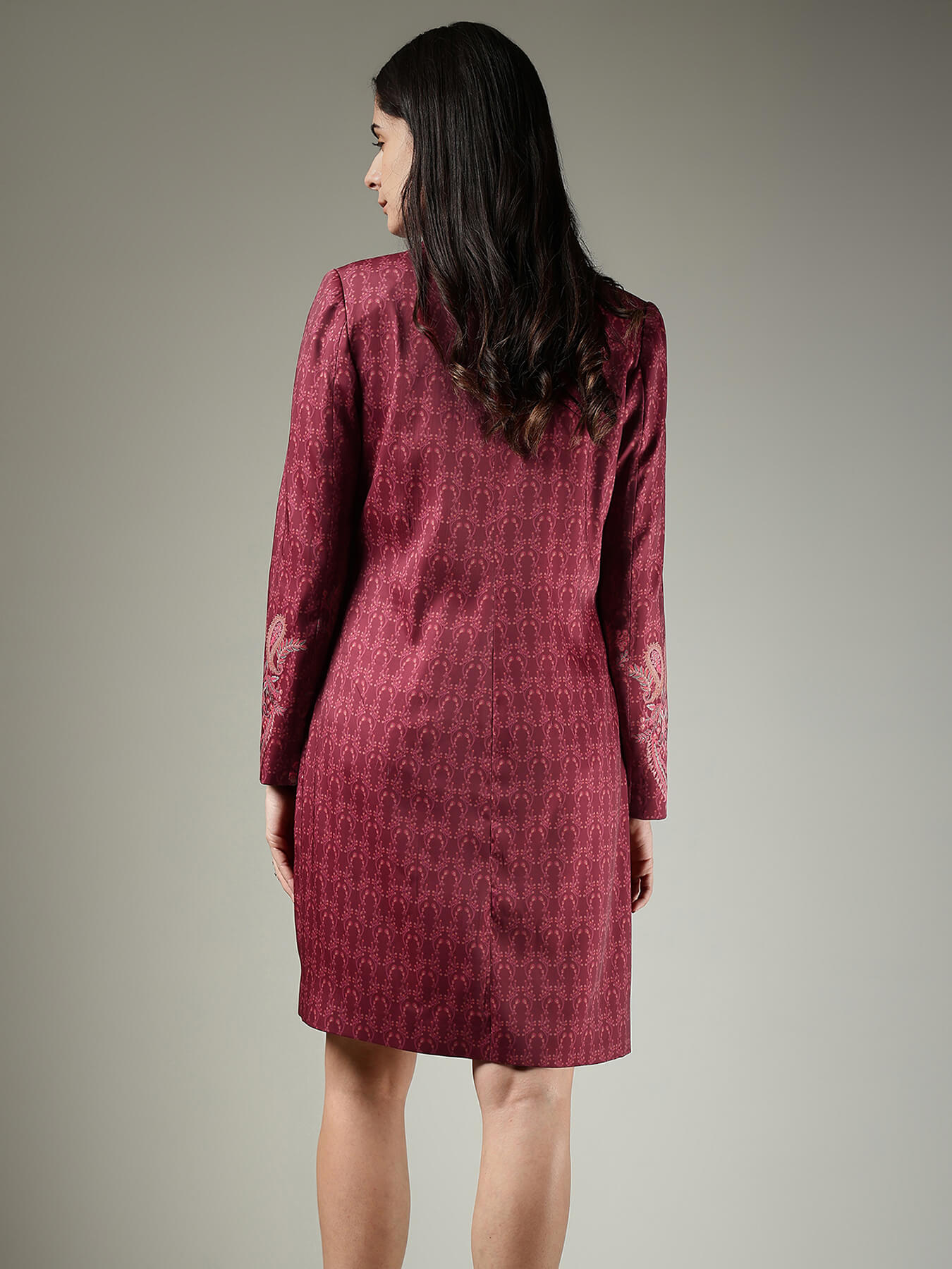 Satin Blazer Dress - Burgundy