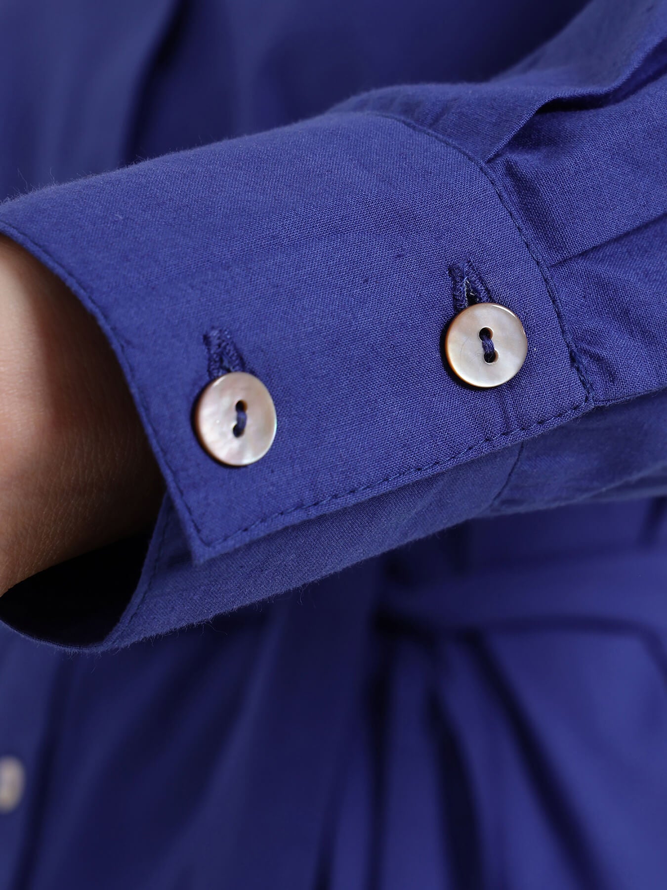 Cotton A-Line Buttondown Maxi Dress - Blue