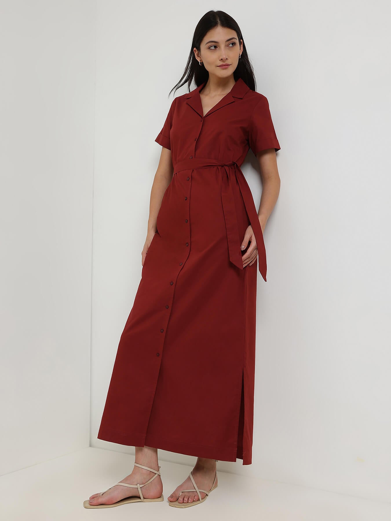 Shift Maxi Dress - Maroon