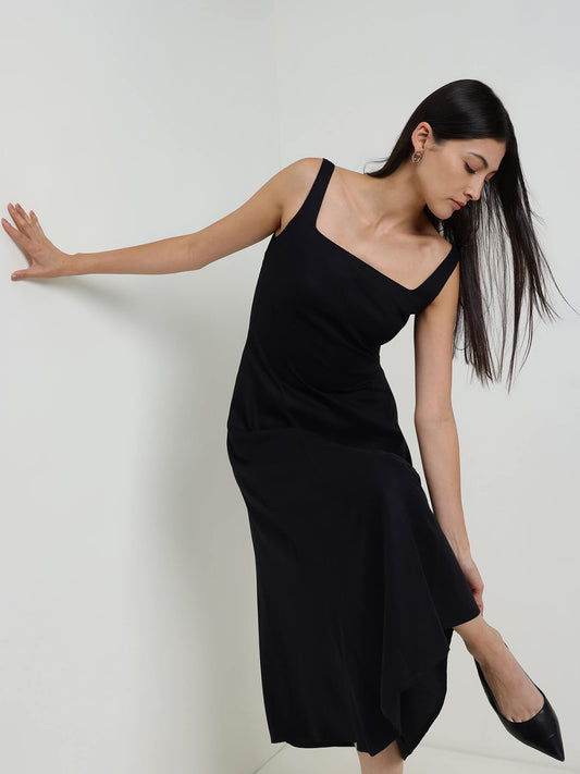 Fit & Flare Midi Dress - Black