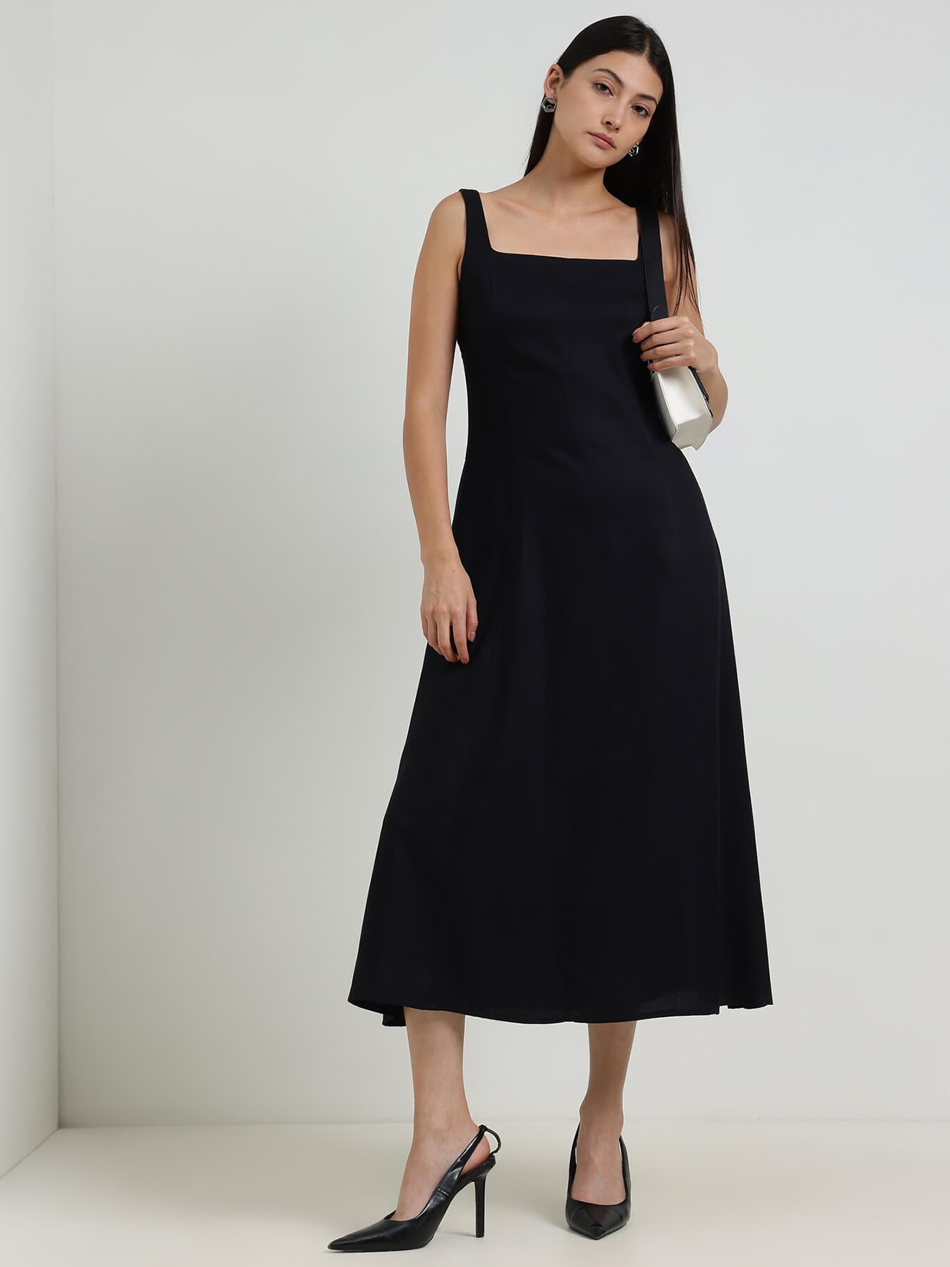 Fit & Flare Midi Dress - Black