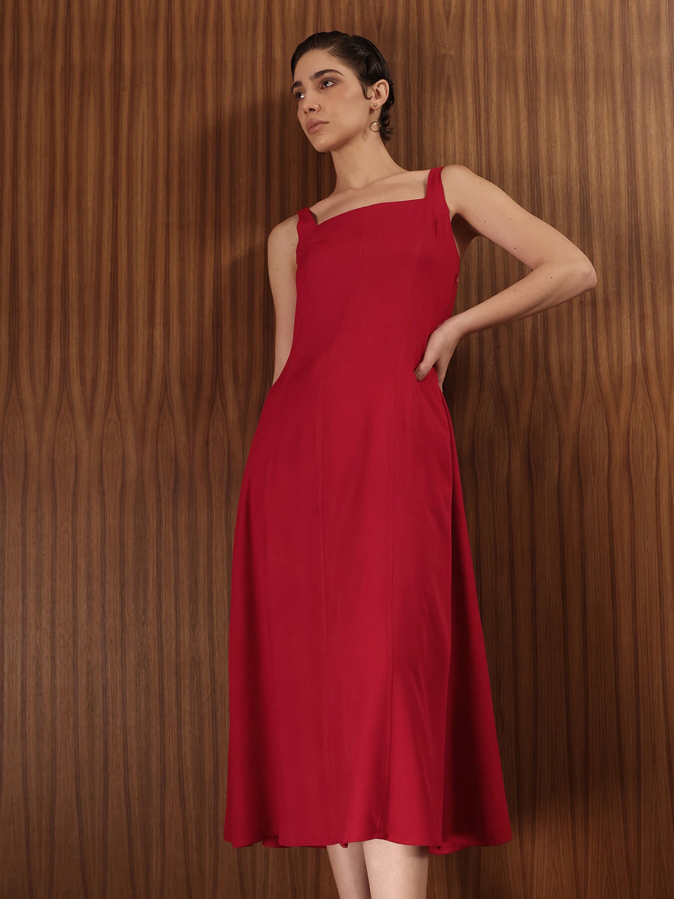 Fit & Flare Midi Dress - Fuschia