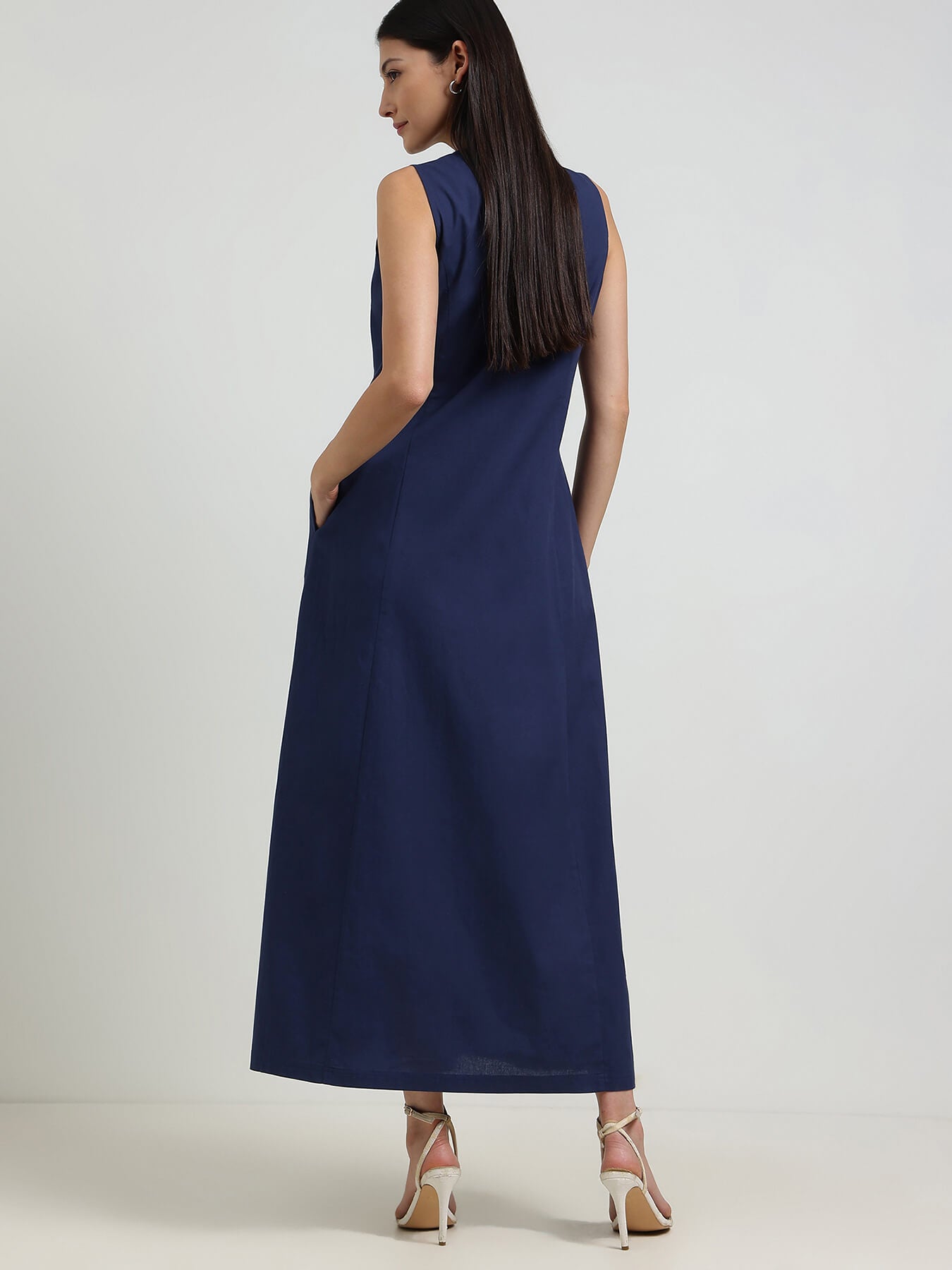 A-Line Maxi Dress - Navy Blue