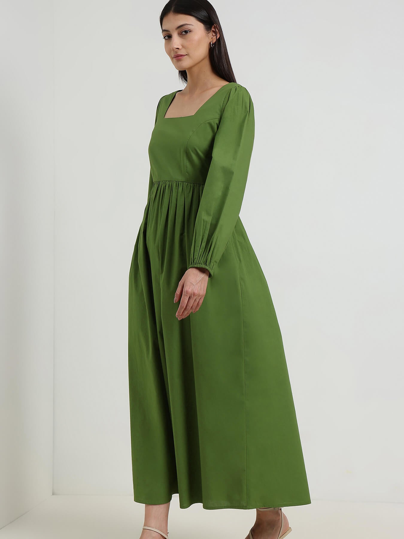 Fit & Flare Maxi Dress - Green