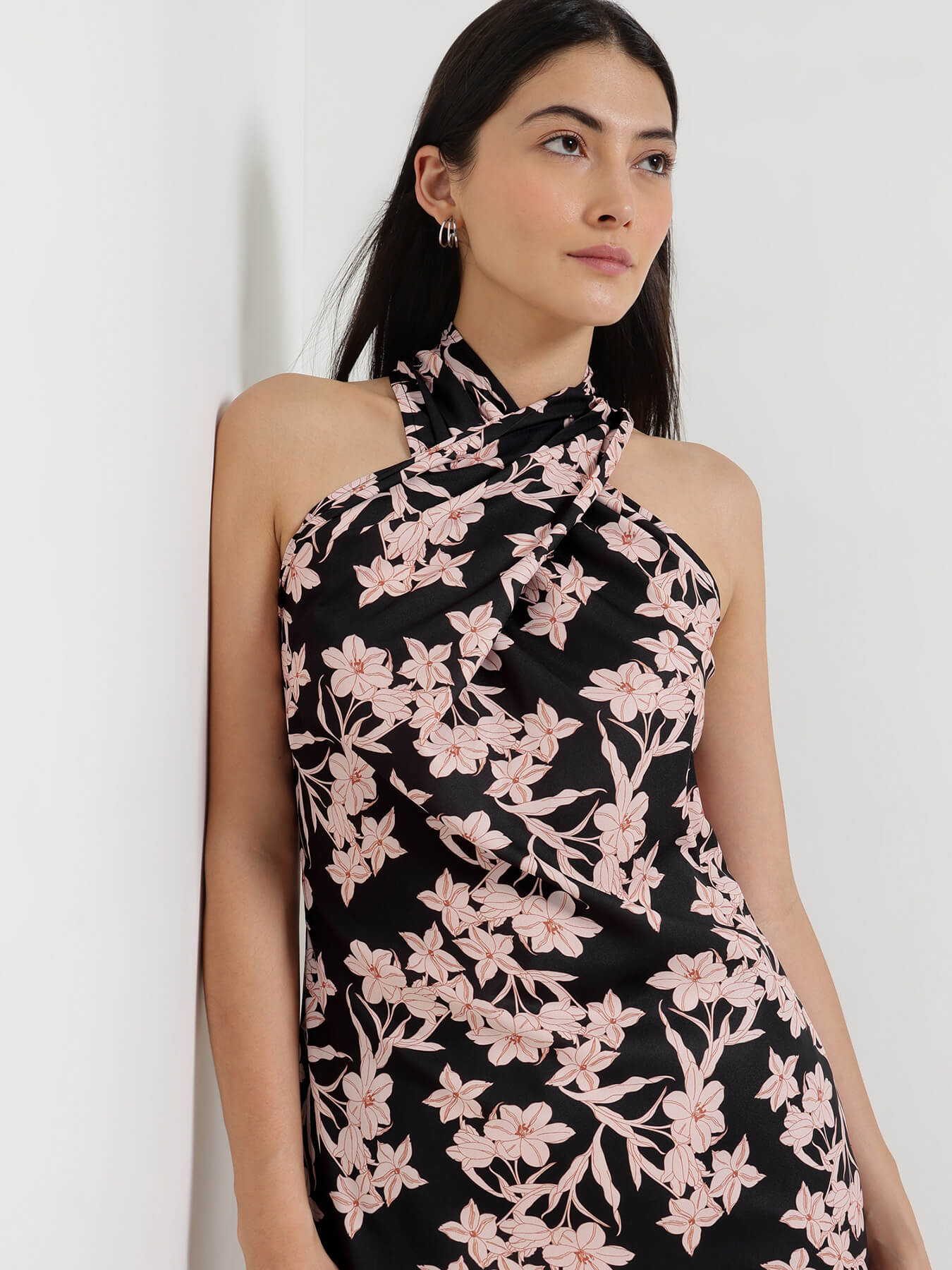 Floral Midi Dress - Black