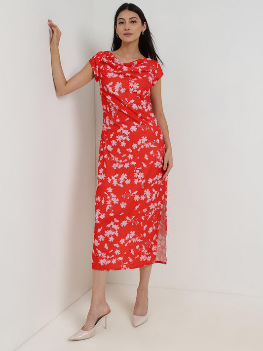 Floral Shift Dress - Red