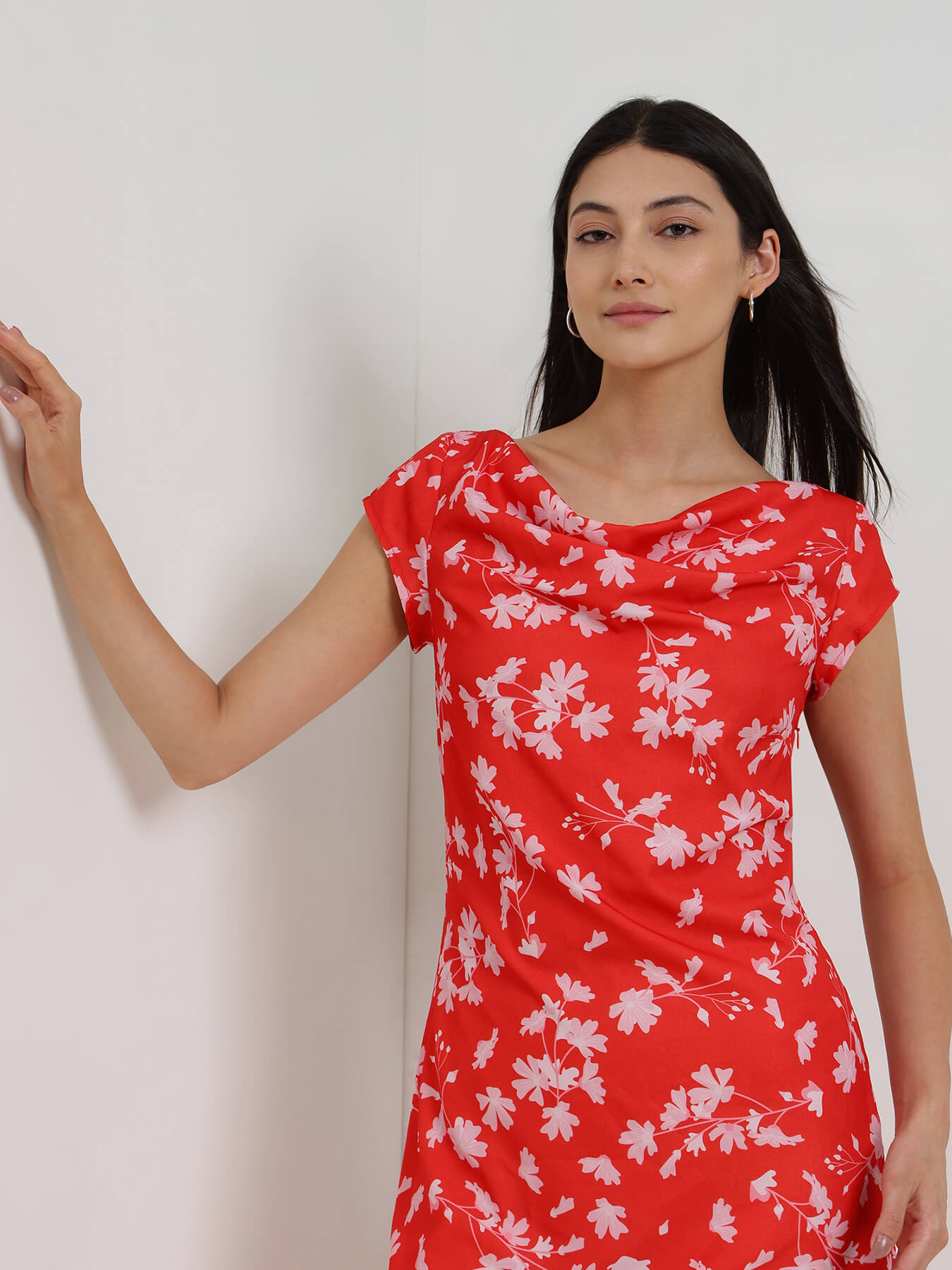 Floral Shift Dress - Red