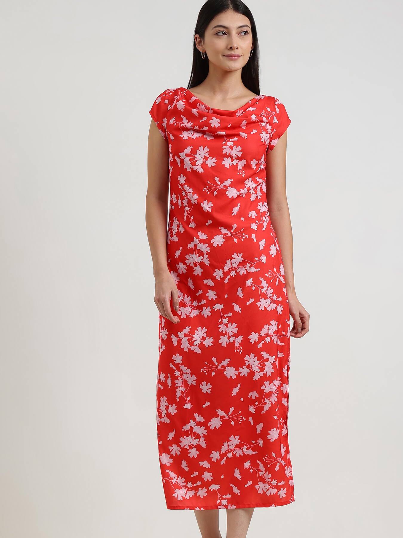Floral Shift Dress - Red