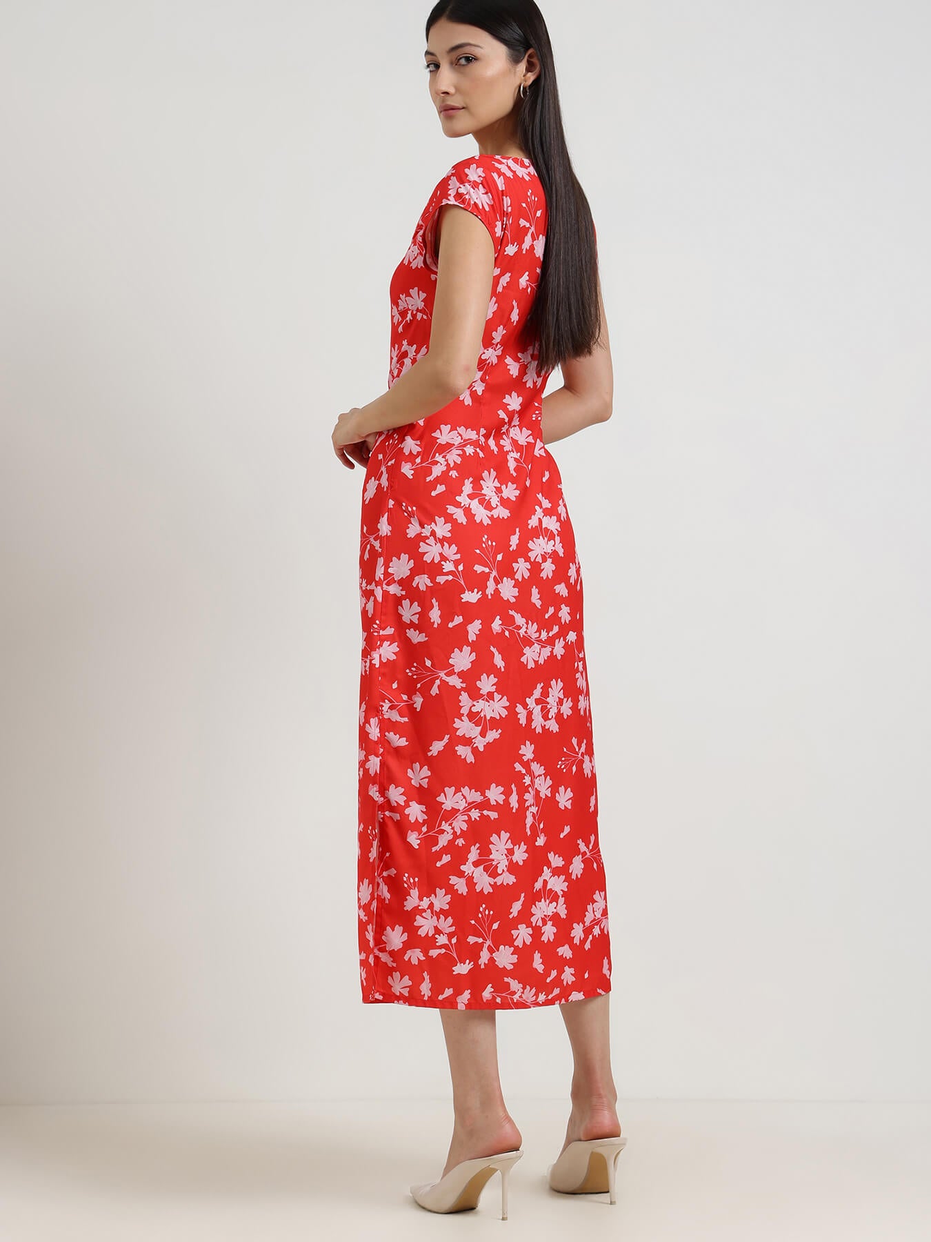 Floral Shift Dress - Red