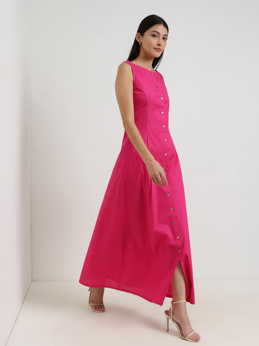 A-Line Maxi Dress - Fuchsia