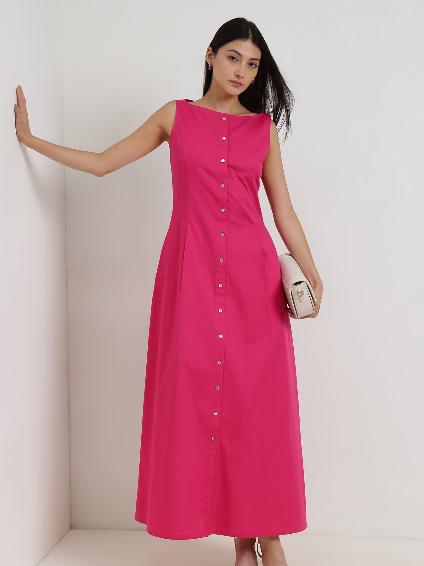 A-Line Maxi Dress - Fuchsia