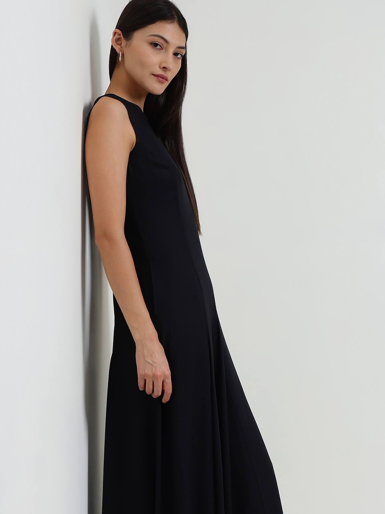Fit & Flare Maxi Dress - Black