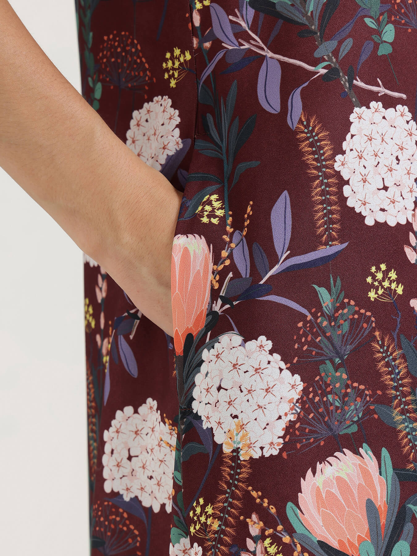 Floral A-Line Midi Dress - Brown