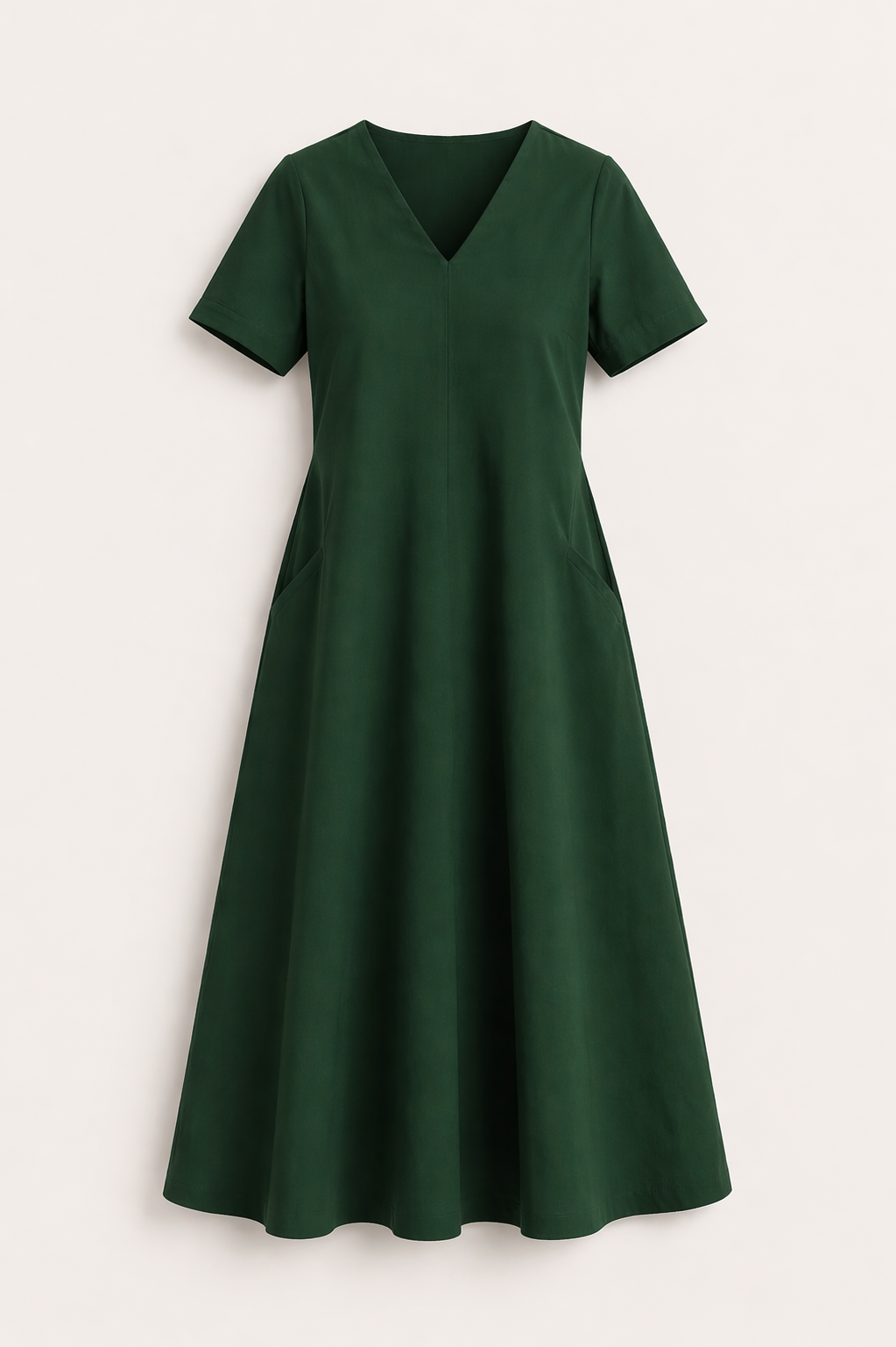 Cotton Fit & Flare Midi Dress - Green