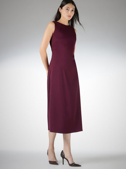 Draped Back A-Line Dress - Wine