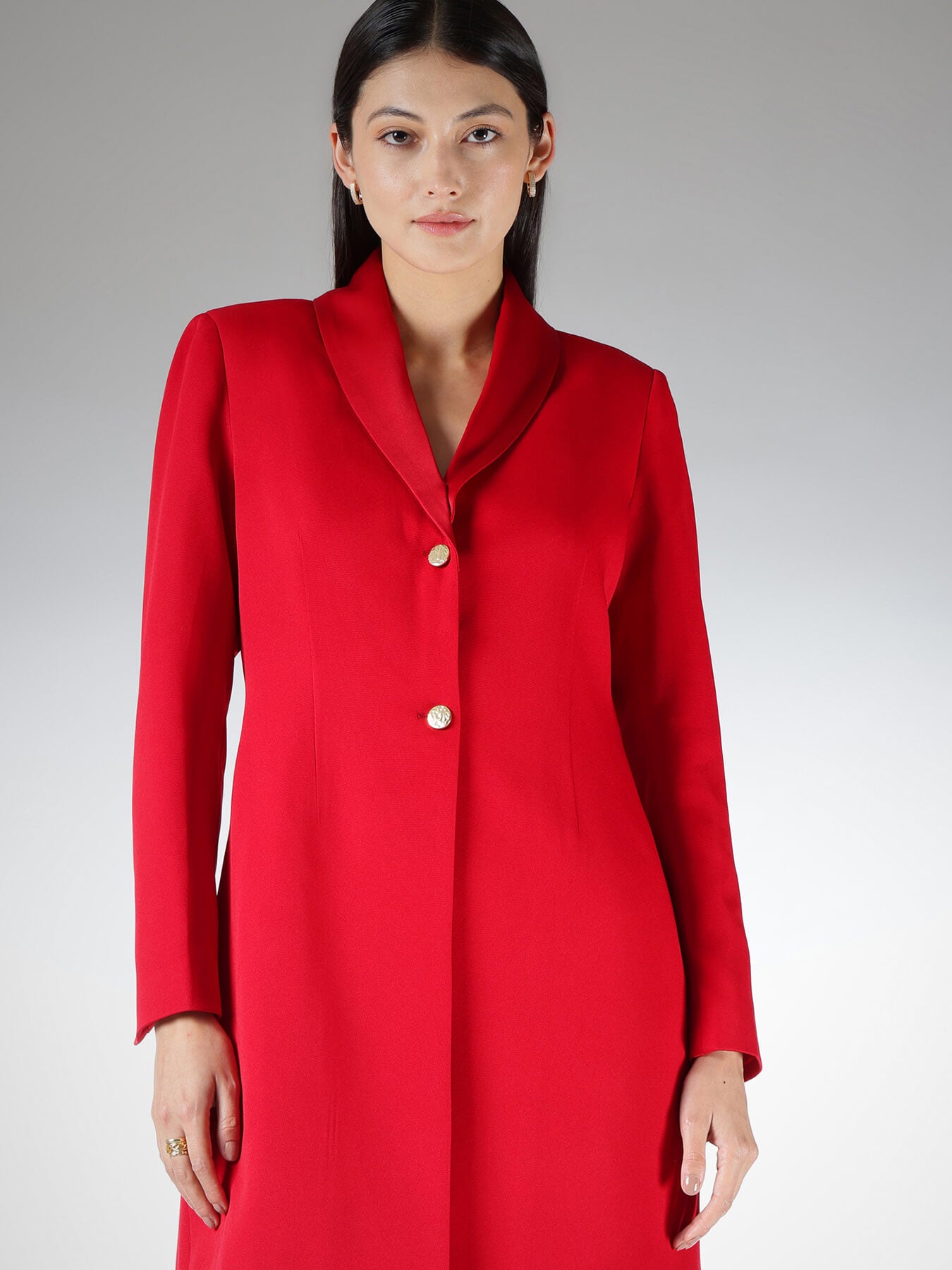 Satin Blazer Dress - Red