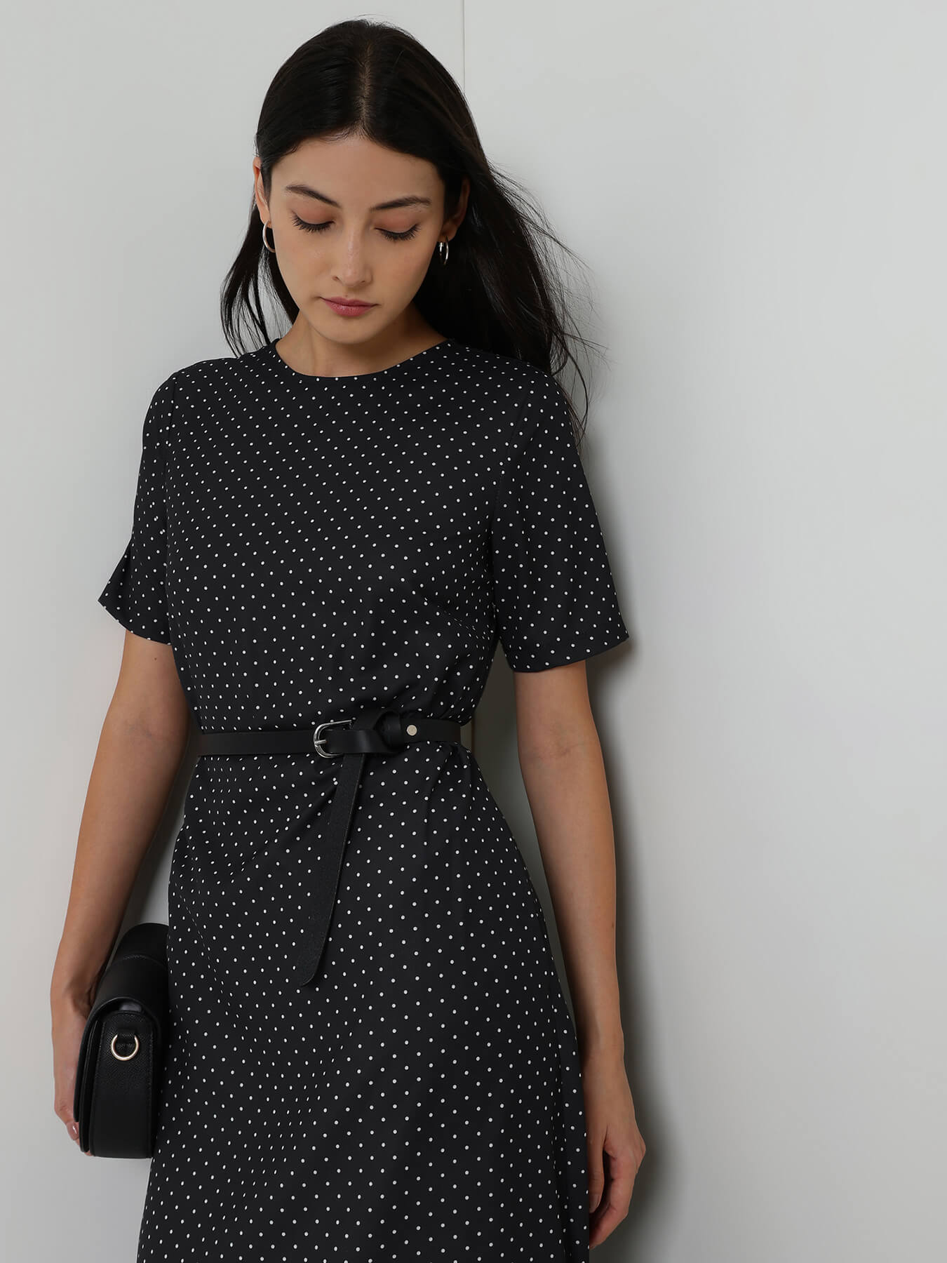 Polka Dot A-Line Maxi dress - Black