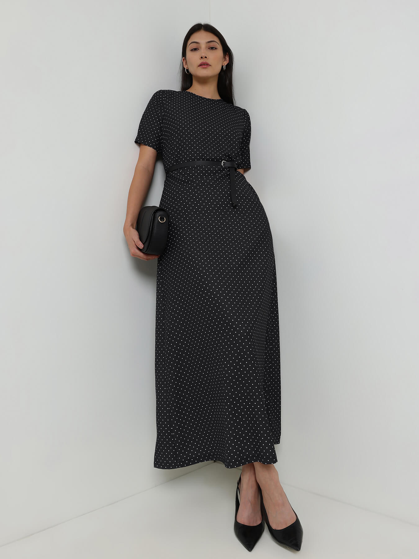 Polka Dot A-Line Maxi dress - Black