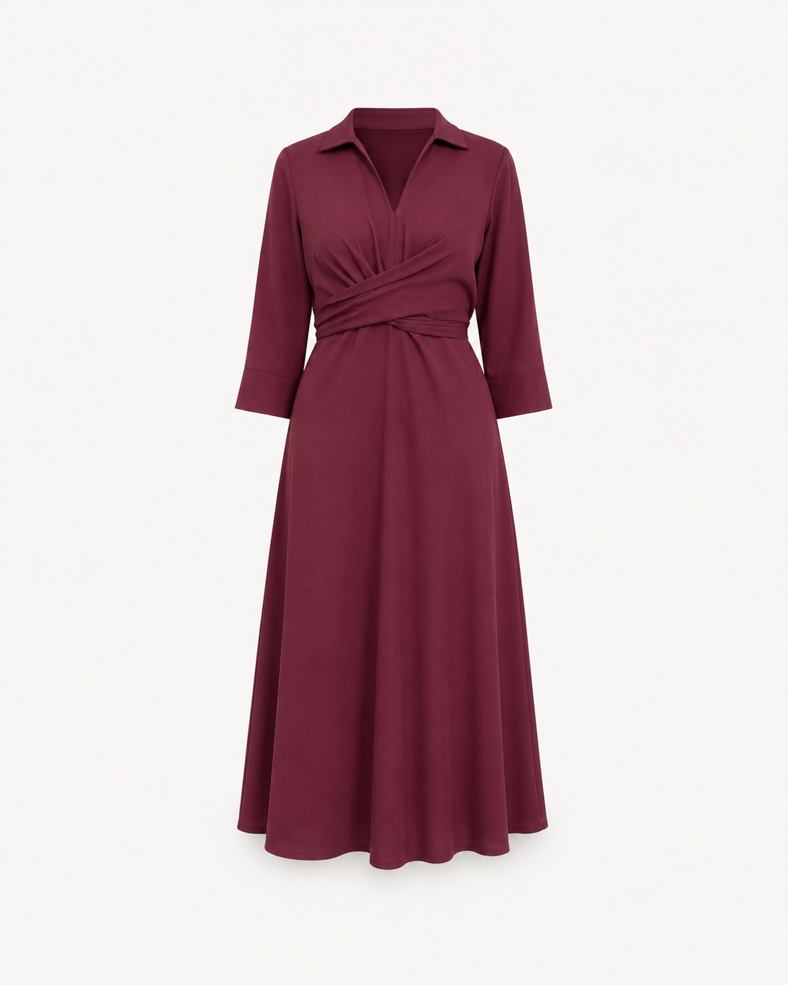 Flare & Fit Midi Dress - Wine