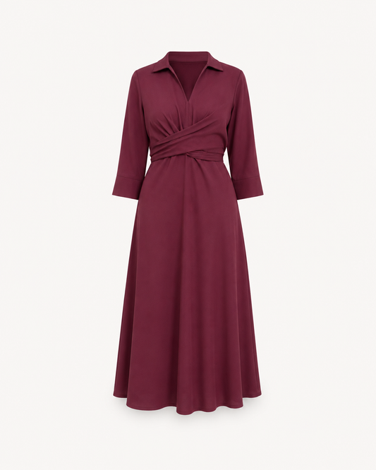 Flare & Fit Midi Dress - Wine