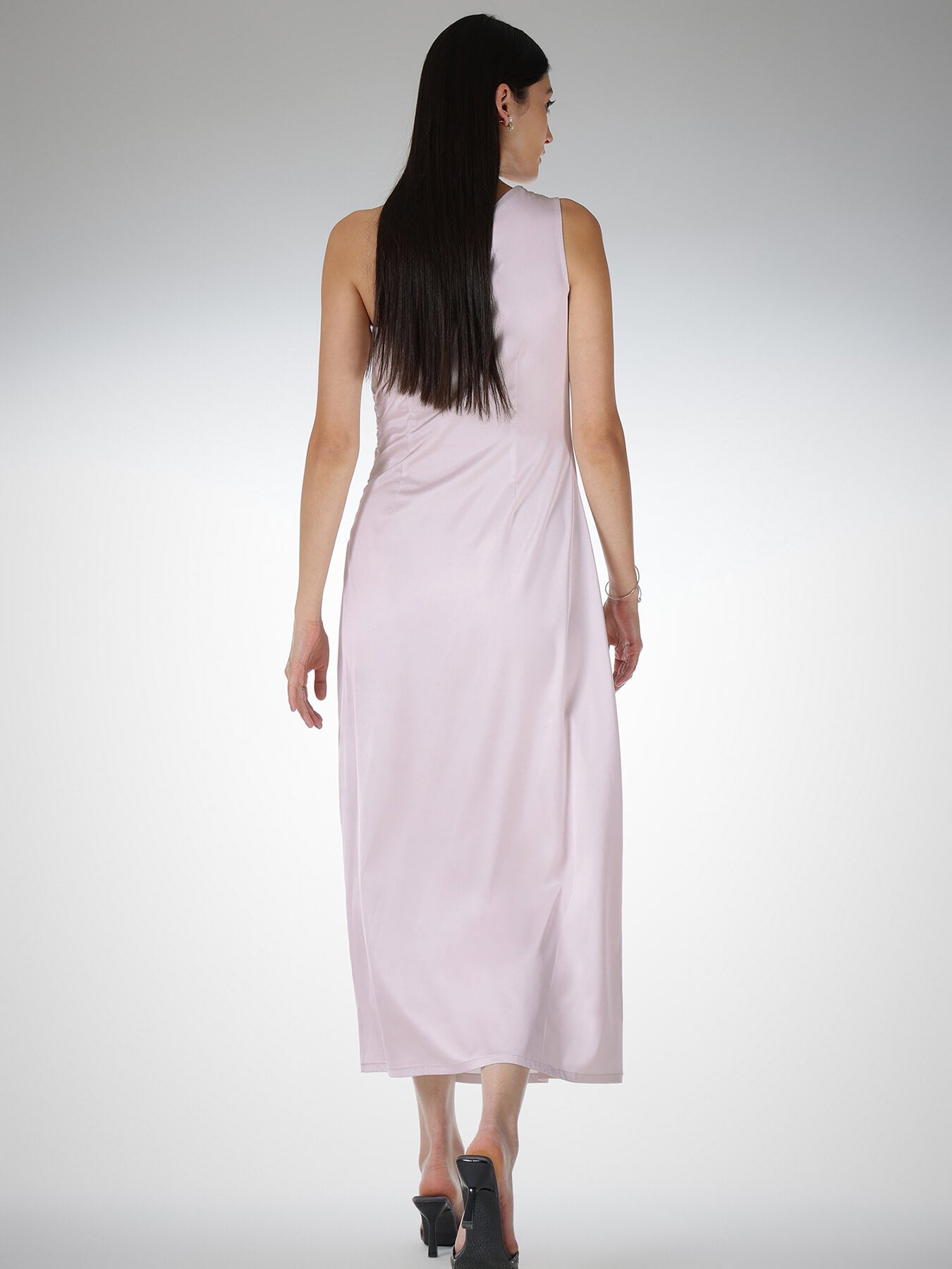 Satin Floral One Shoulder Dress - Pink