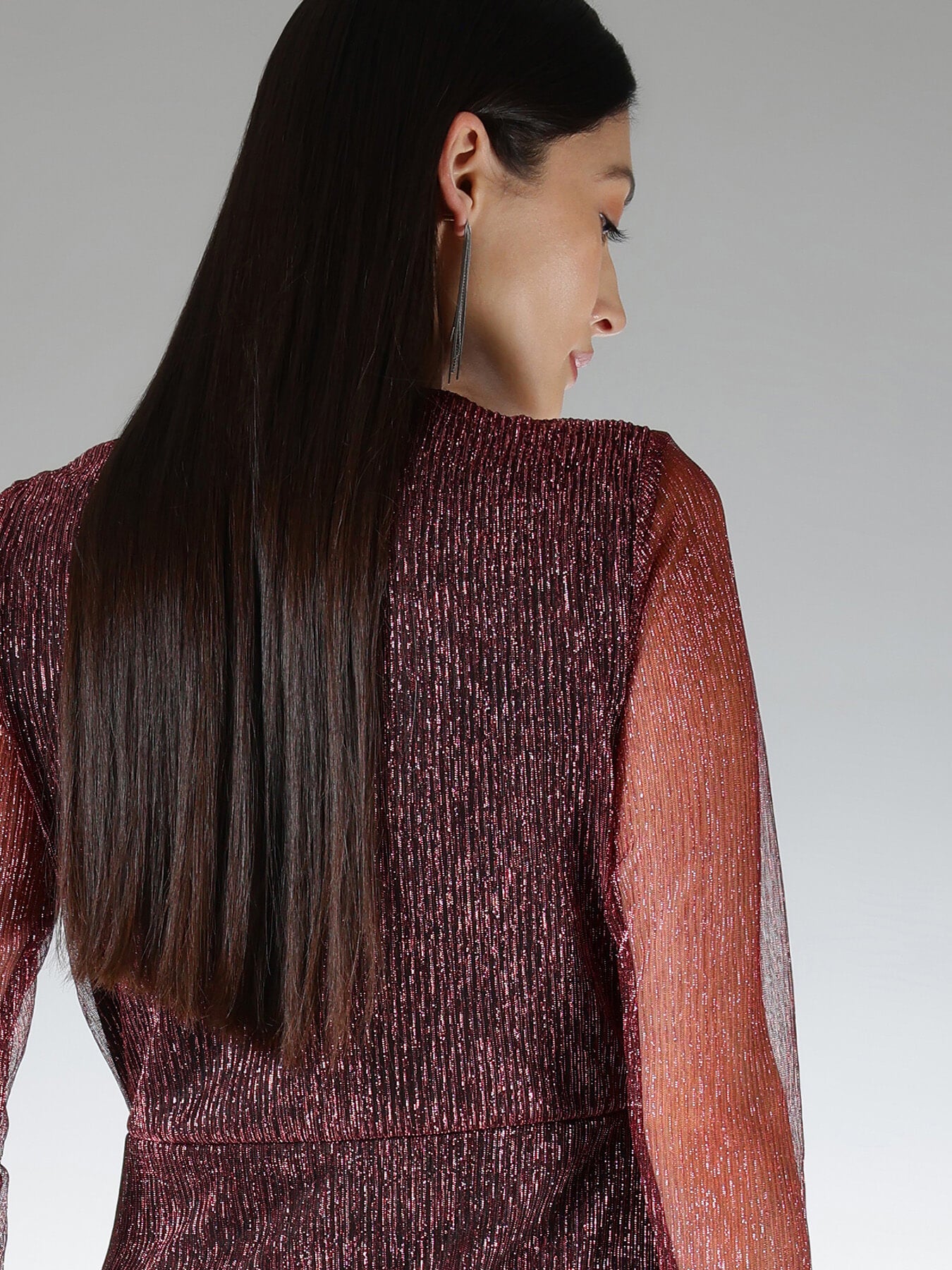 Pleated Wrap Sheath Dress - Champagne