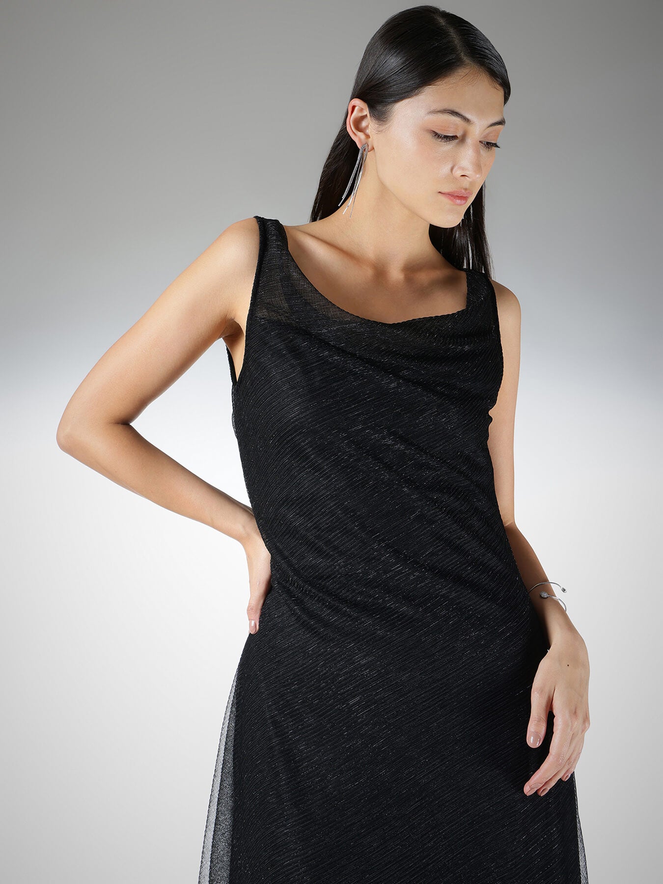 Cowl Neck Maxi Dress - Black