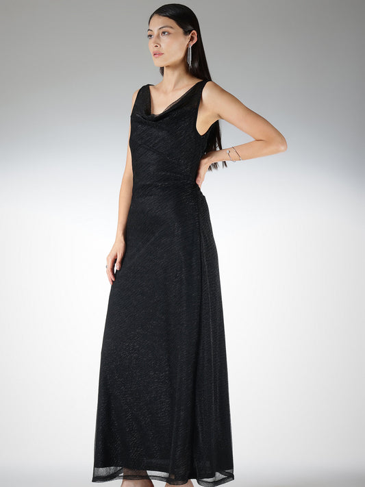 Cowl Neck Maxi Dress - Black