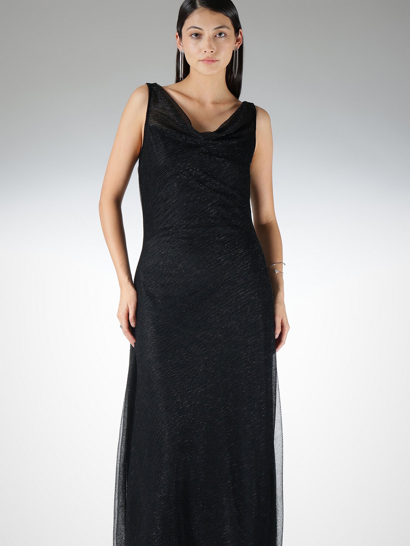 Cowl Neck Maxi Dress - Black